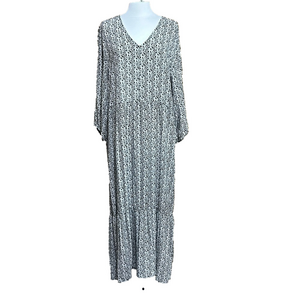 Cal Style Black and Cream Abstract Print Maxi Dress Size XXL - NWOT